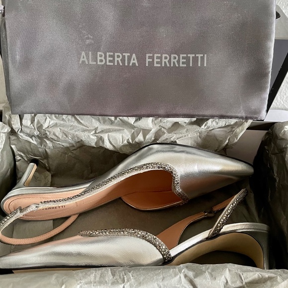 NEW 🔹Alberta Ferretti 🔹Rhinestones Silver Pumps 🔹IT38/ US7~8/24.5cm - Picture 7 of 10